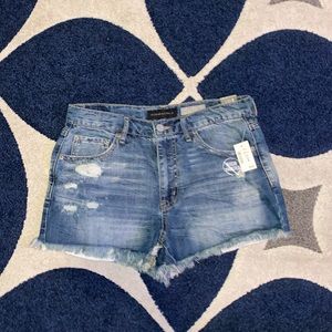 high rise distressed jean shorts